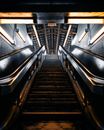 Black and Silver Escalator in a Room