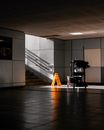 Black and Yellow Plastic Seat on Brown Wooden Floor