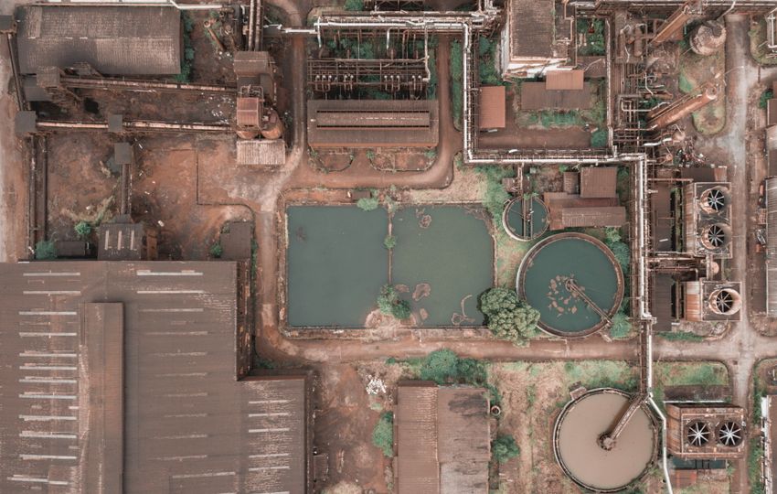 Wastewater treatment and sewage processing tanks — representative real photograph, not an ESPC project