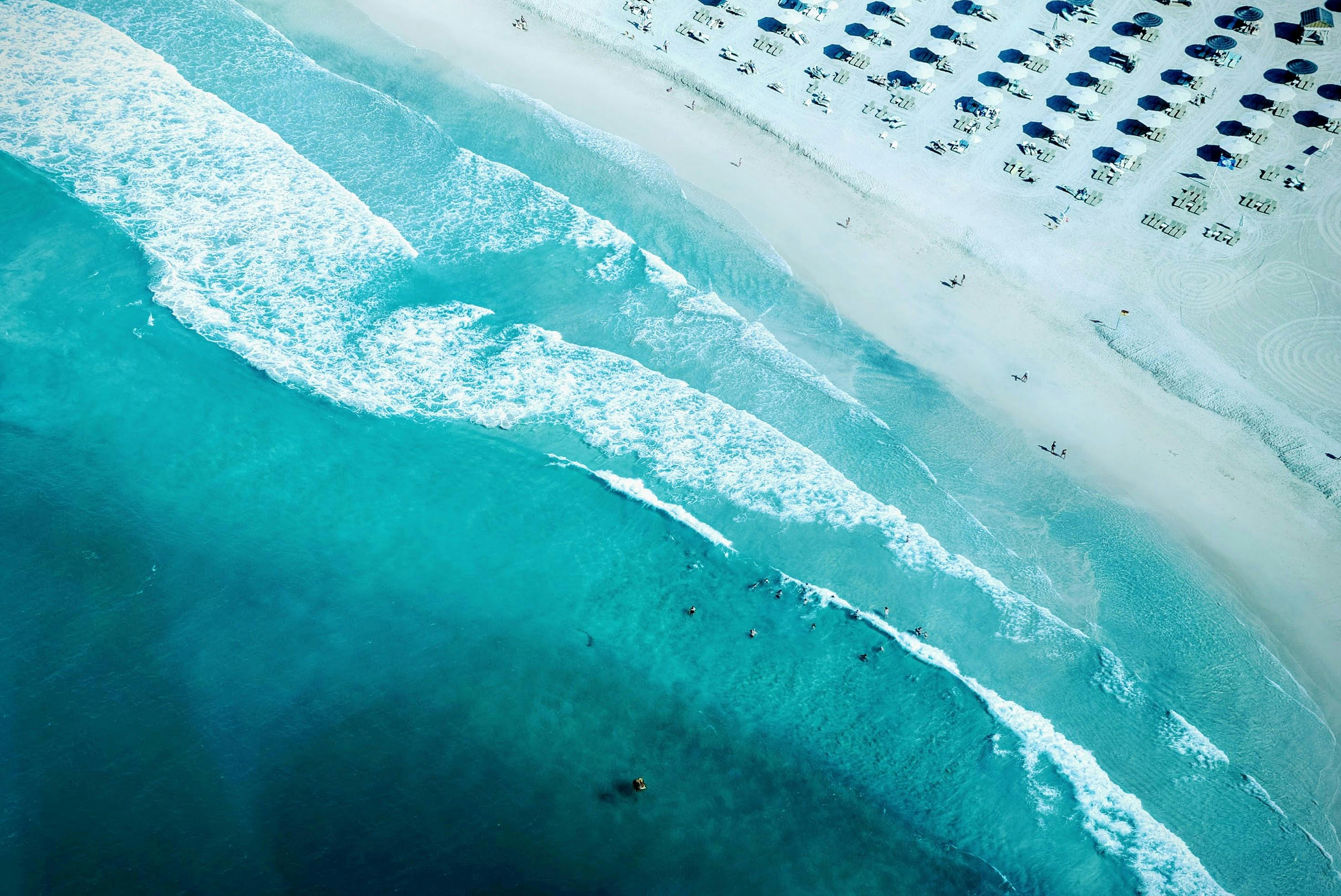 seashore aerial photography during daytime