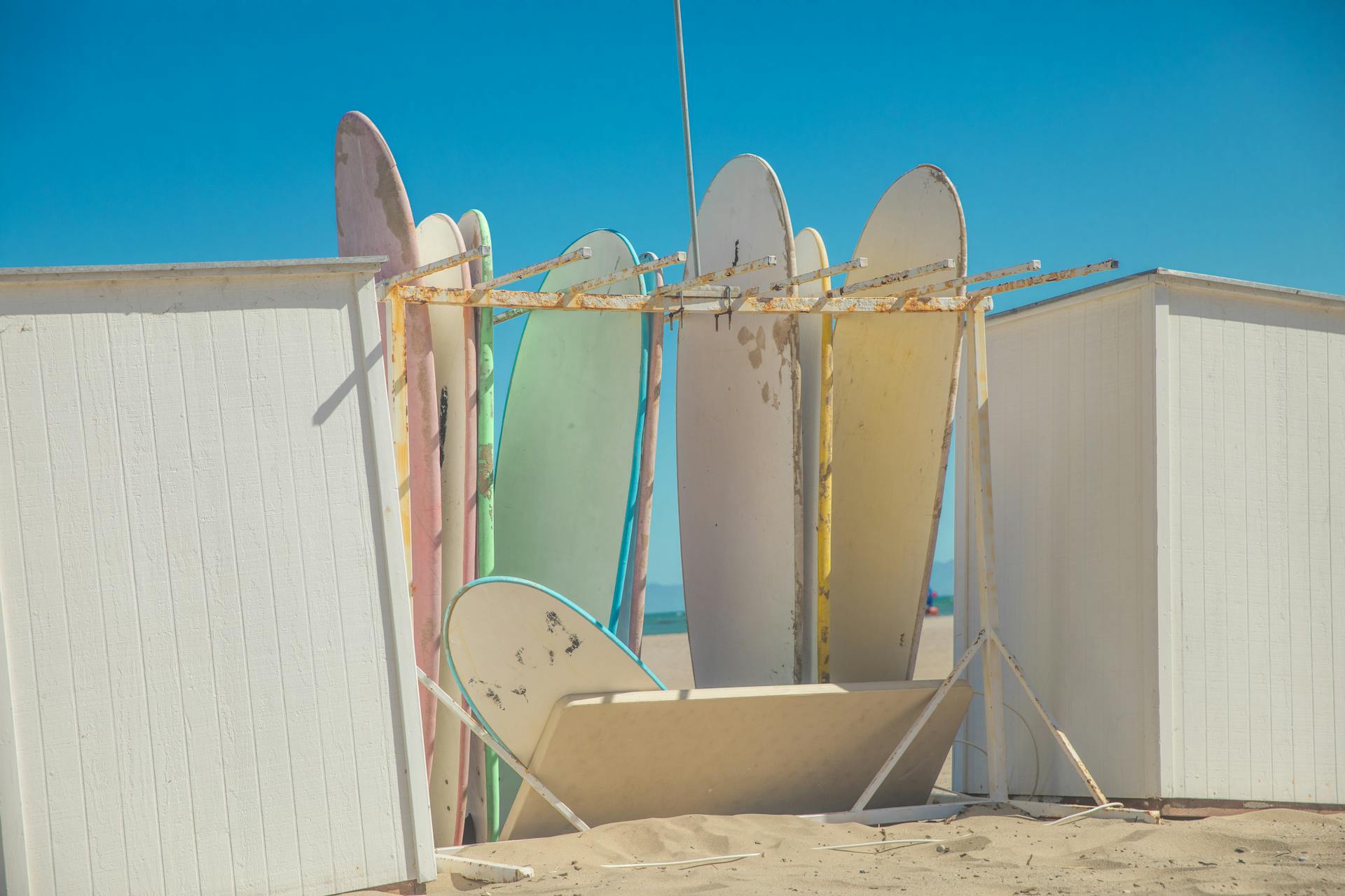Surfboard Rack on Tropical Beach Resort