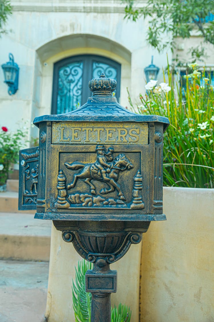 Vintage Metal Pedestal Mailbox