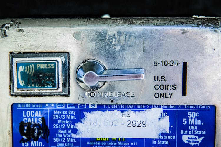 Close-Up Photo Of A Public Telephone