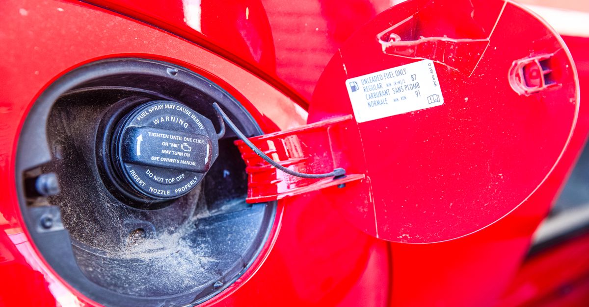 Fuel pump at a Canadian gas station, reflecting household worry about gasoline prices in spring 2026