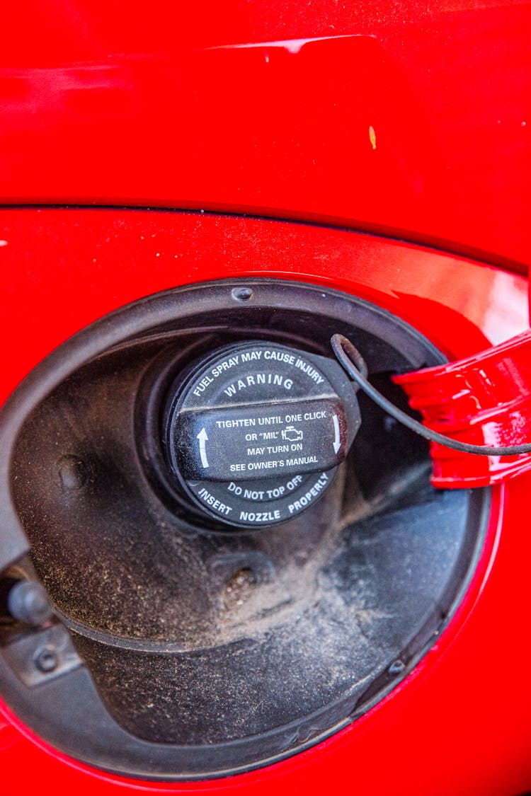 A Red Car's Fuel Tank Opening