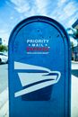 Blue and White Mail Box