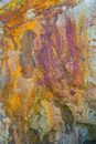 Yellow and Purple Stains on Concrete Surface