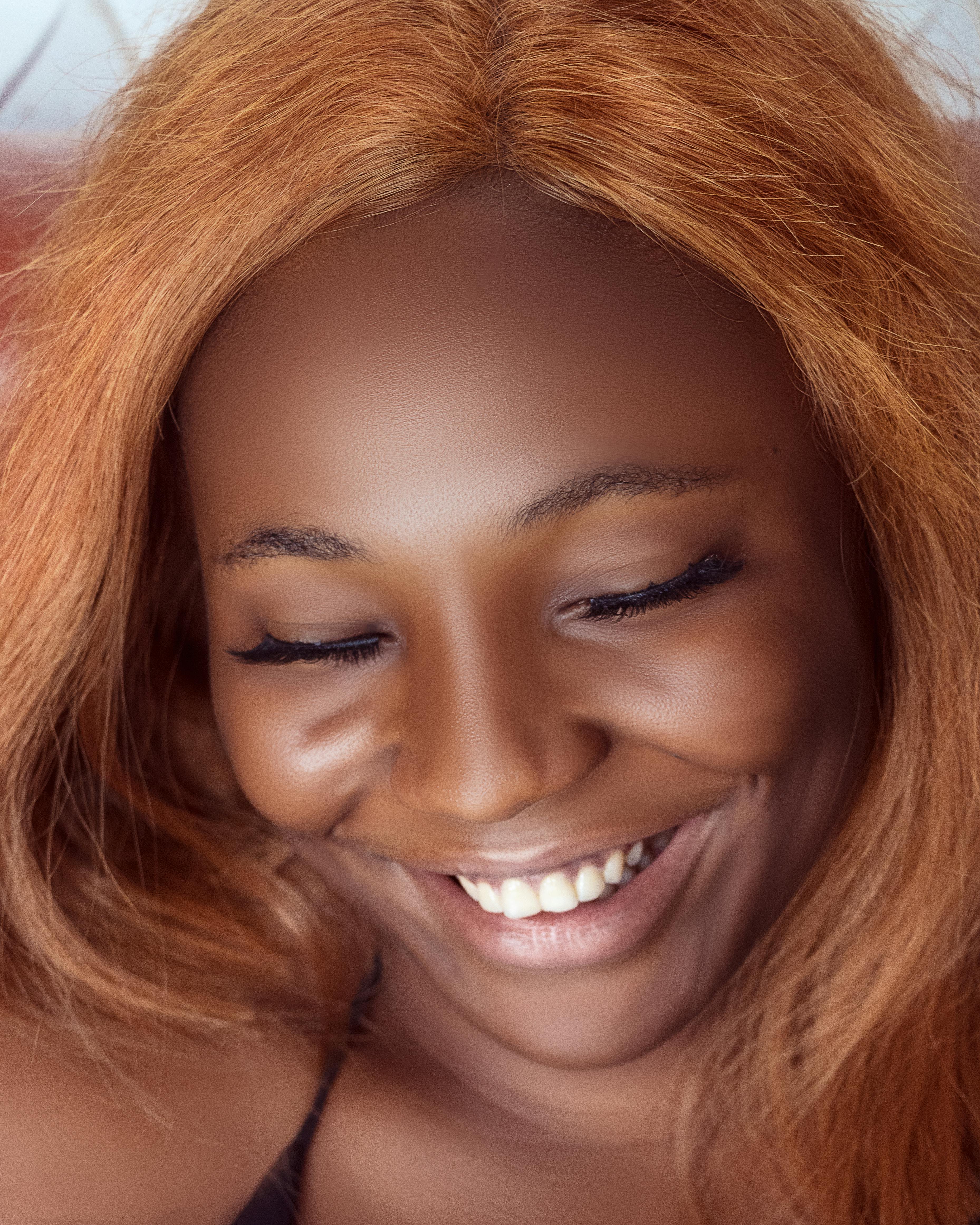 close up shot of a woman smiling