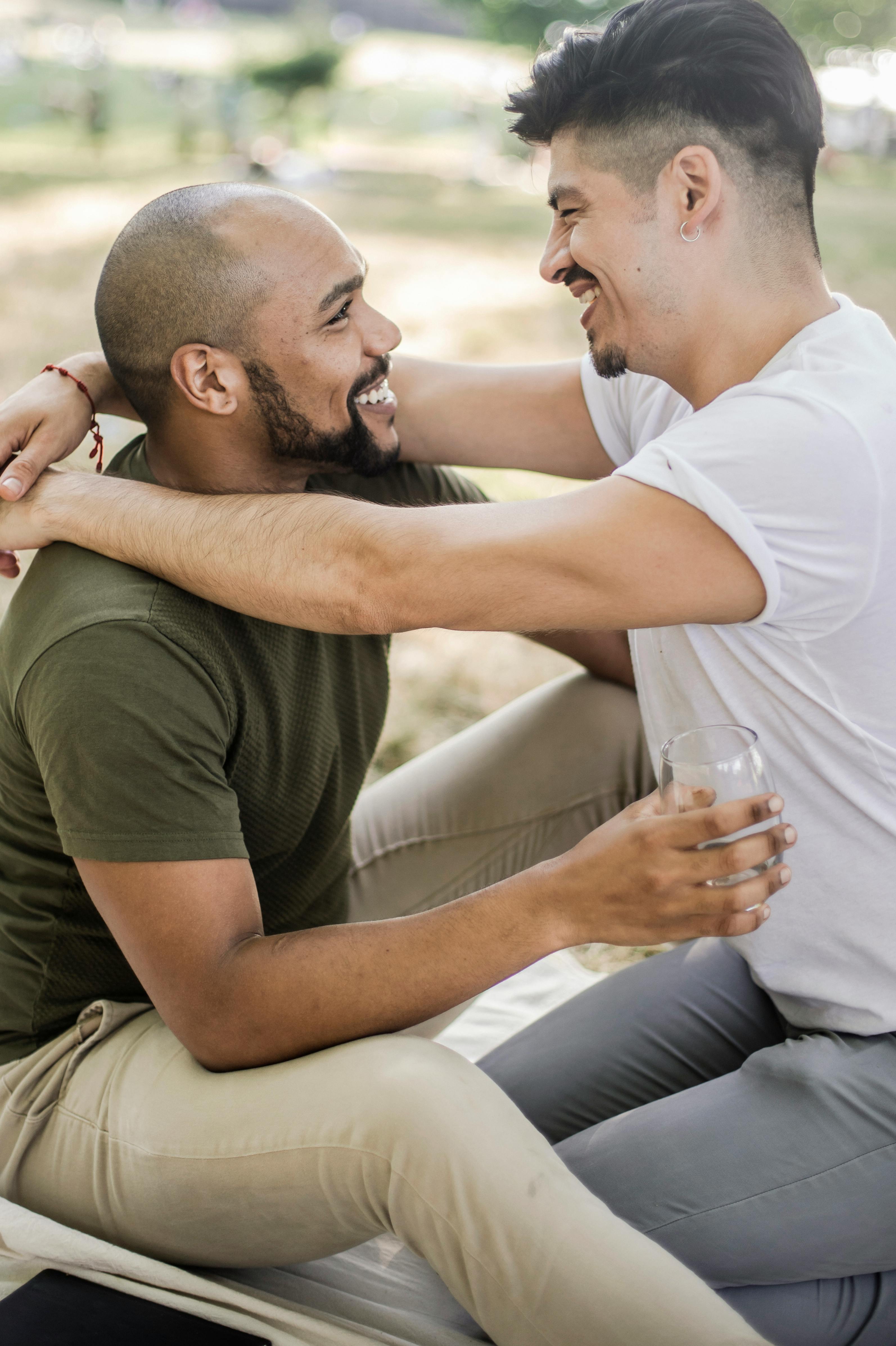 two men being affectionate