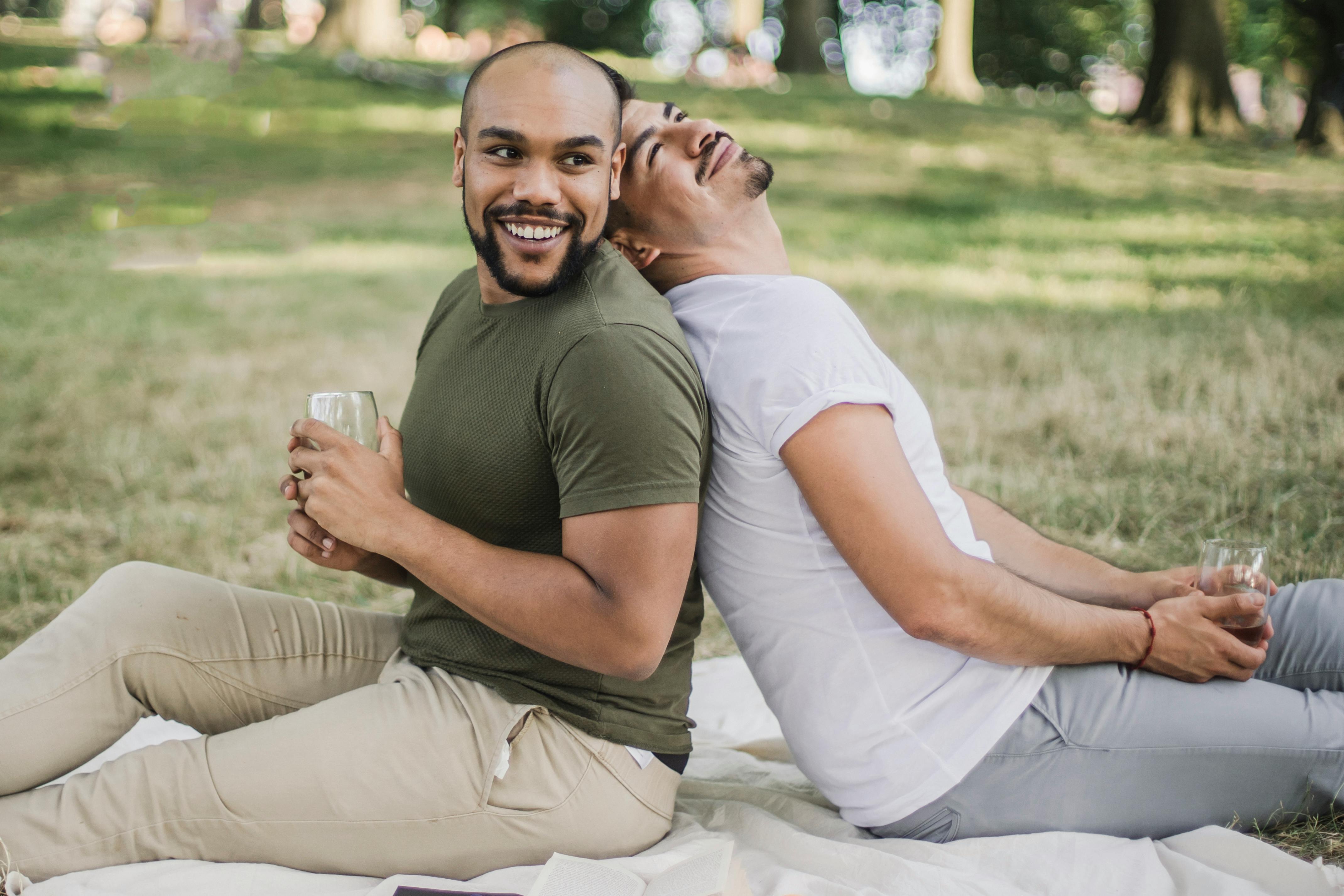 two men having a picnic