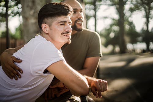 Free Two Happy Men Outside Stock Photo