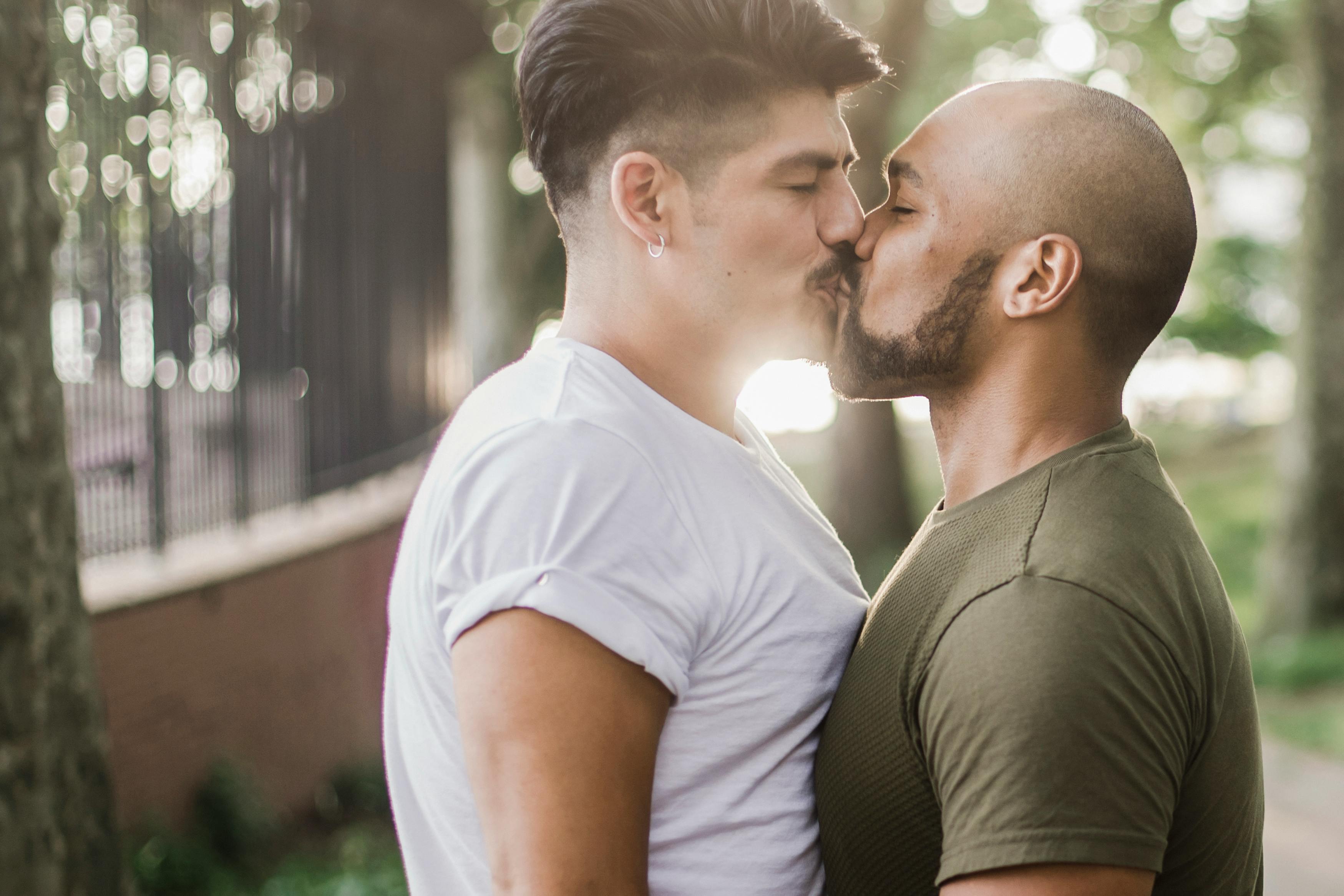 two gay men kissing gif