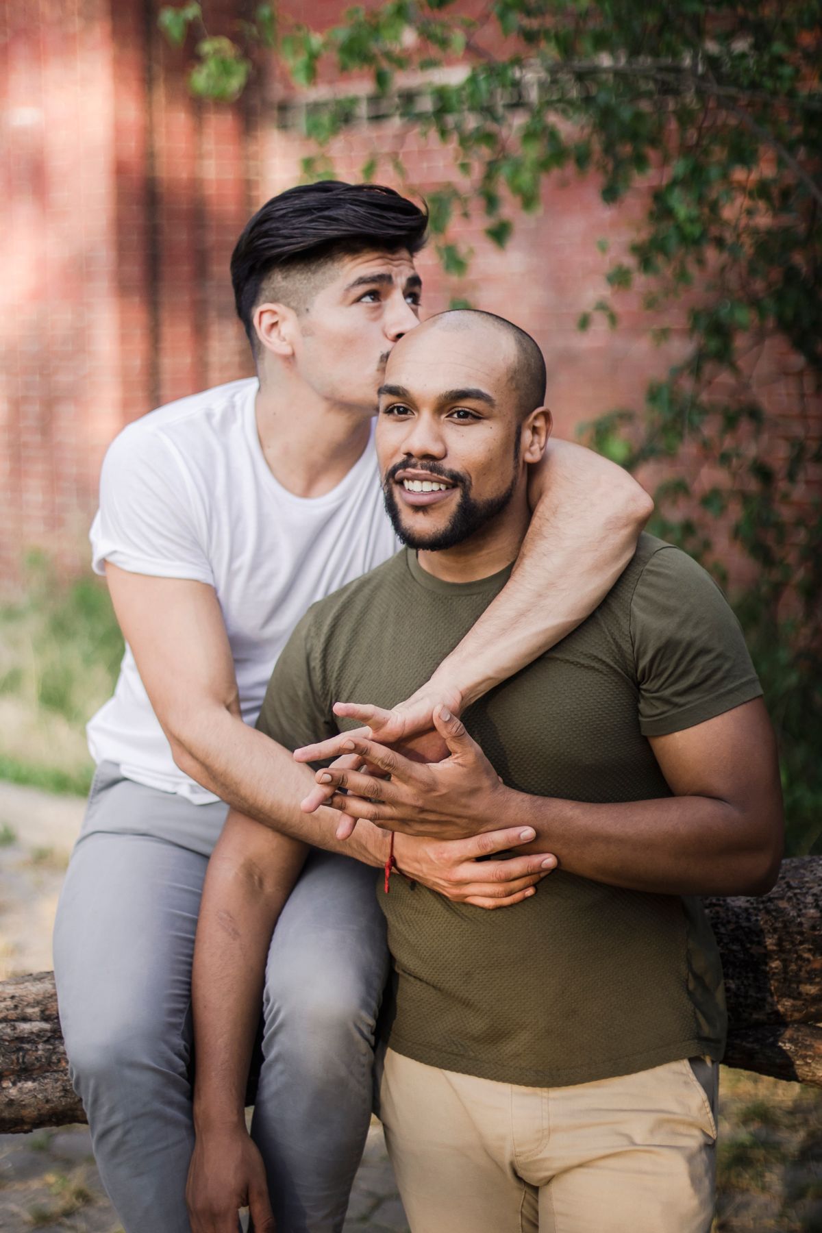 Two men out together, confident