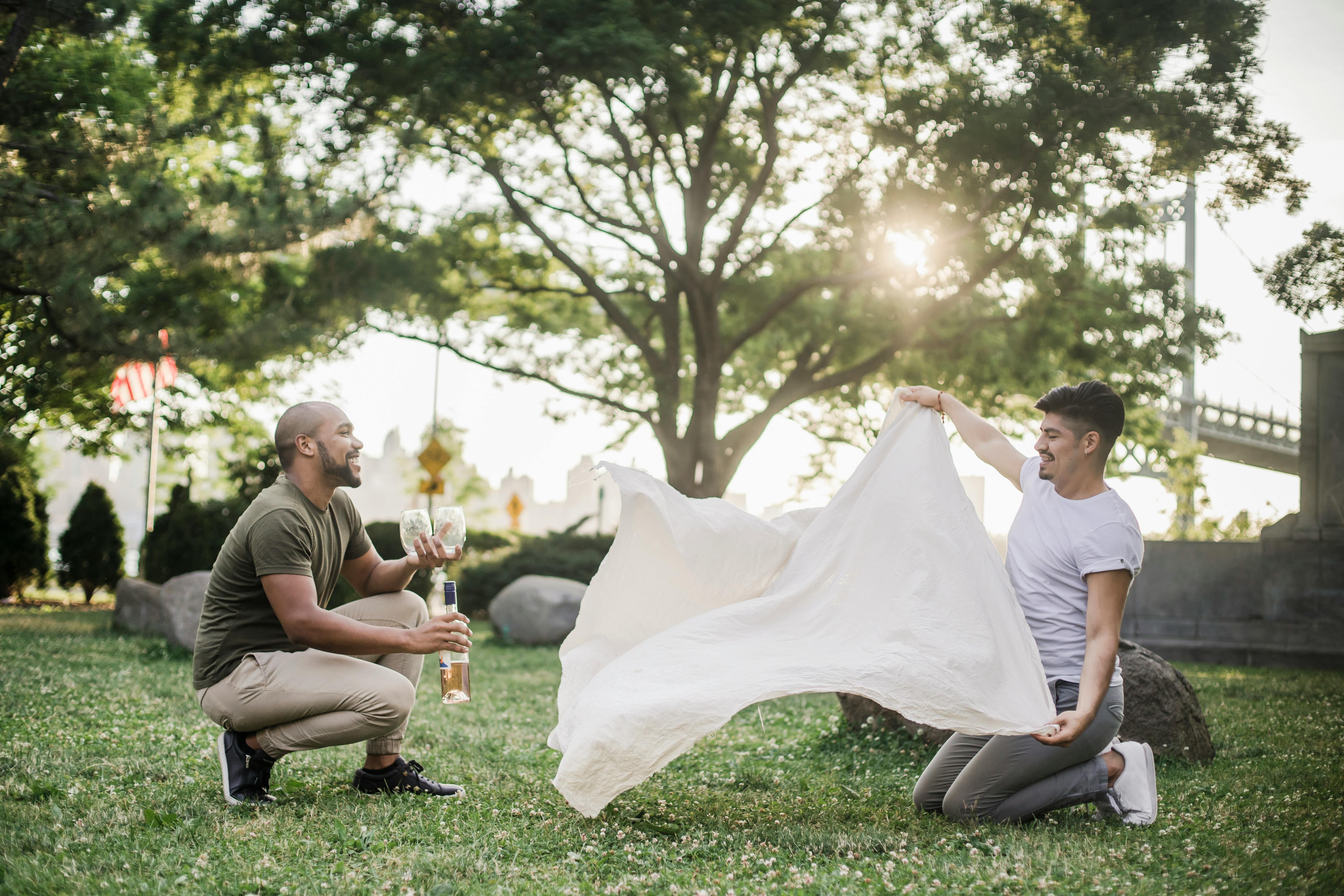 two men having a picnic