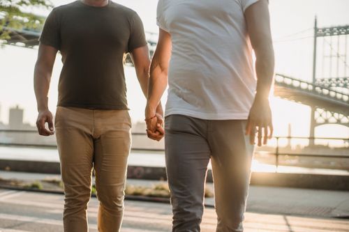 Two Men Holding Hands and Walking Together · Free Stock Photo