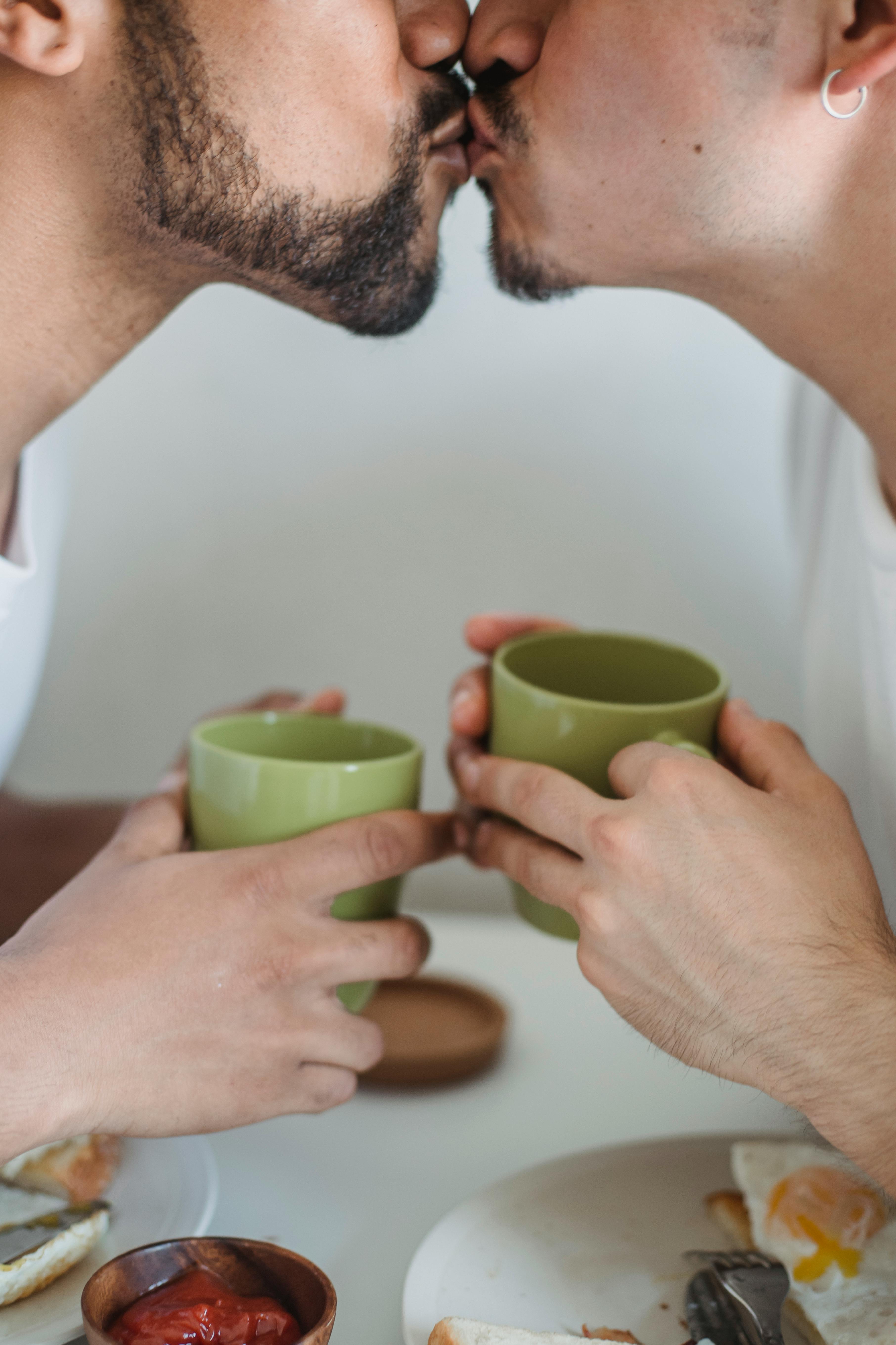 two men kissing