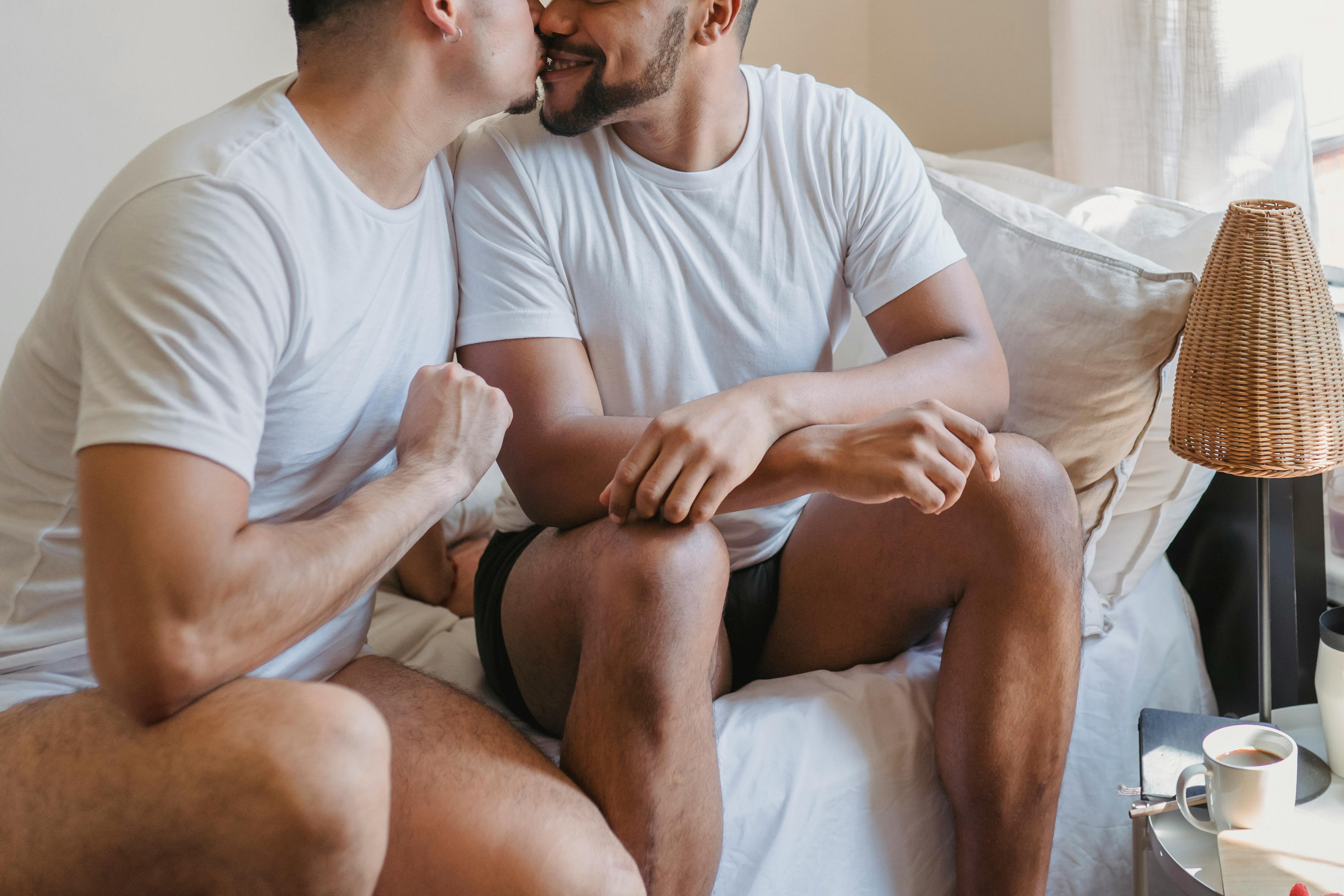 two men kissing