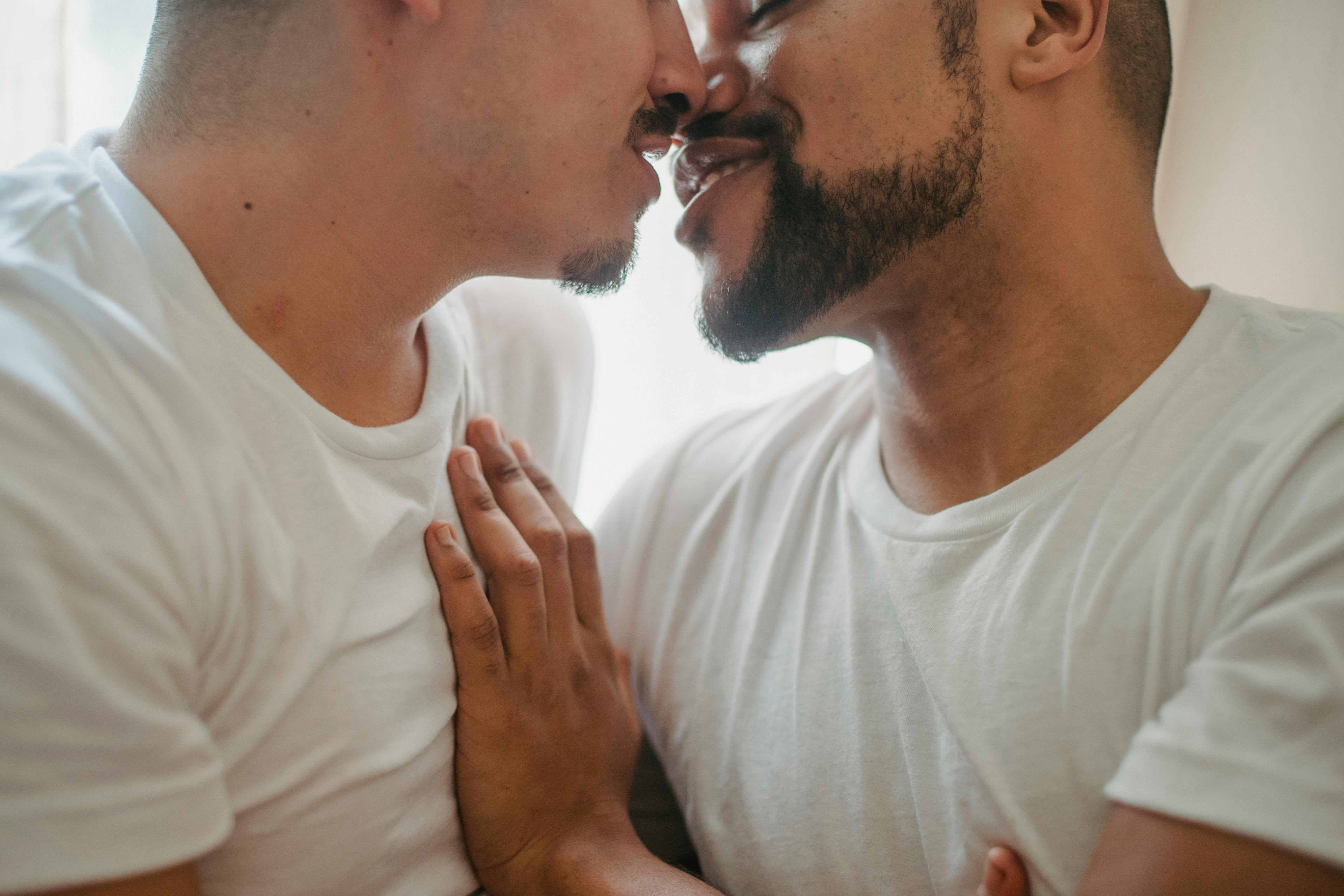 two men kissing