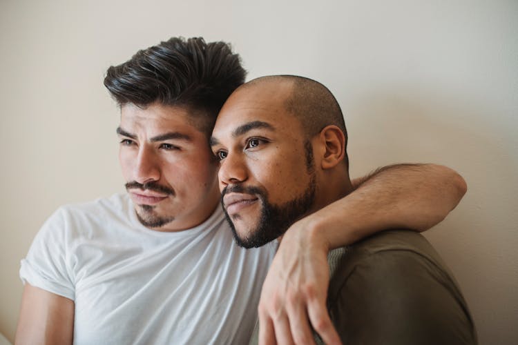 Portrait Of Man With Arm Wrapped Around Boyfriend Shoulder