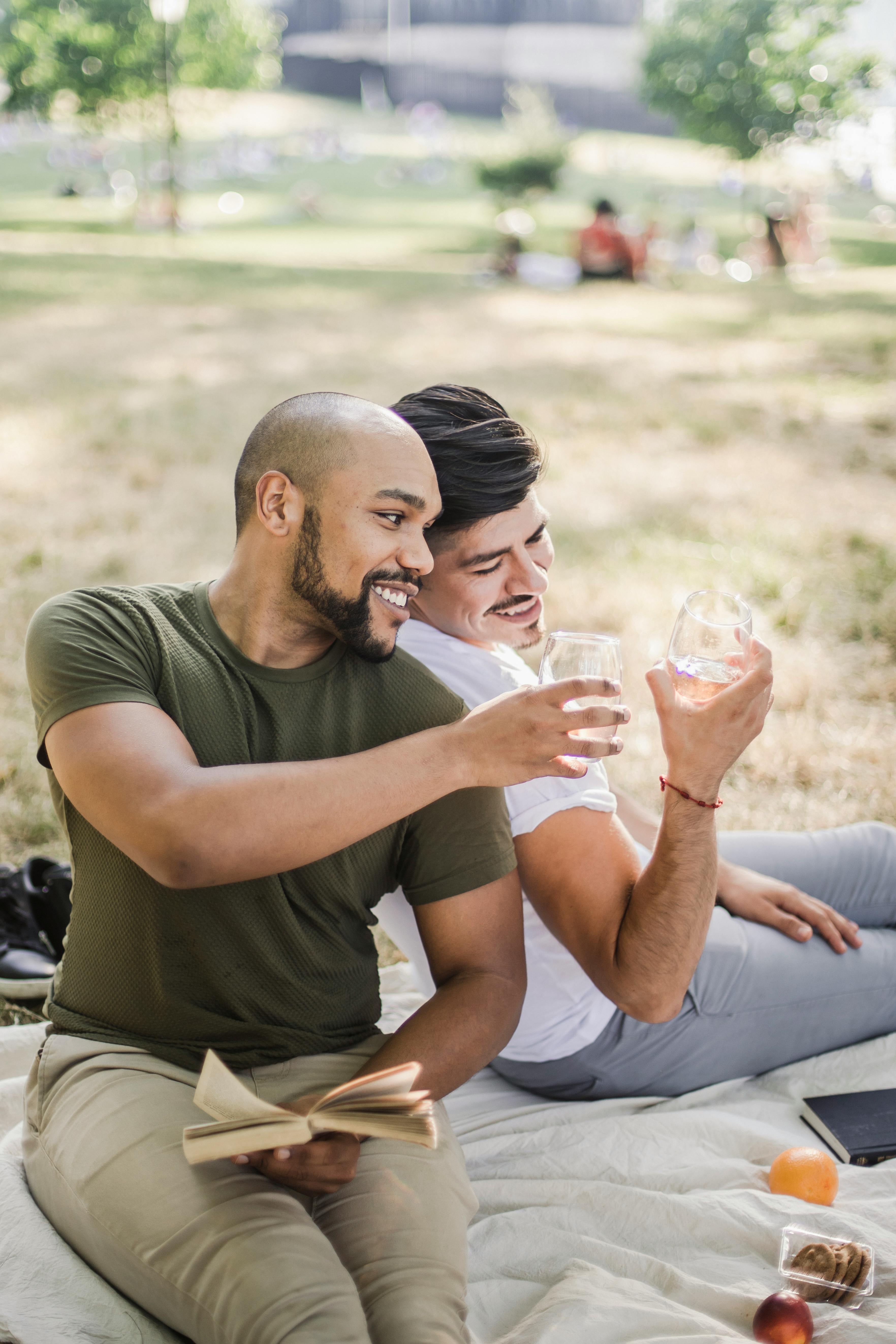 two men having a picnic