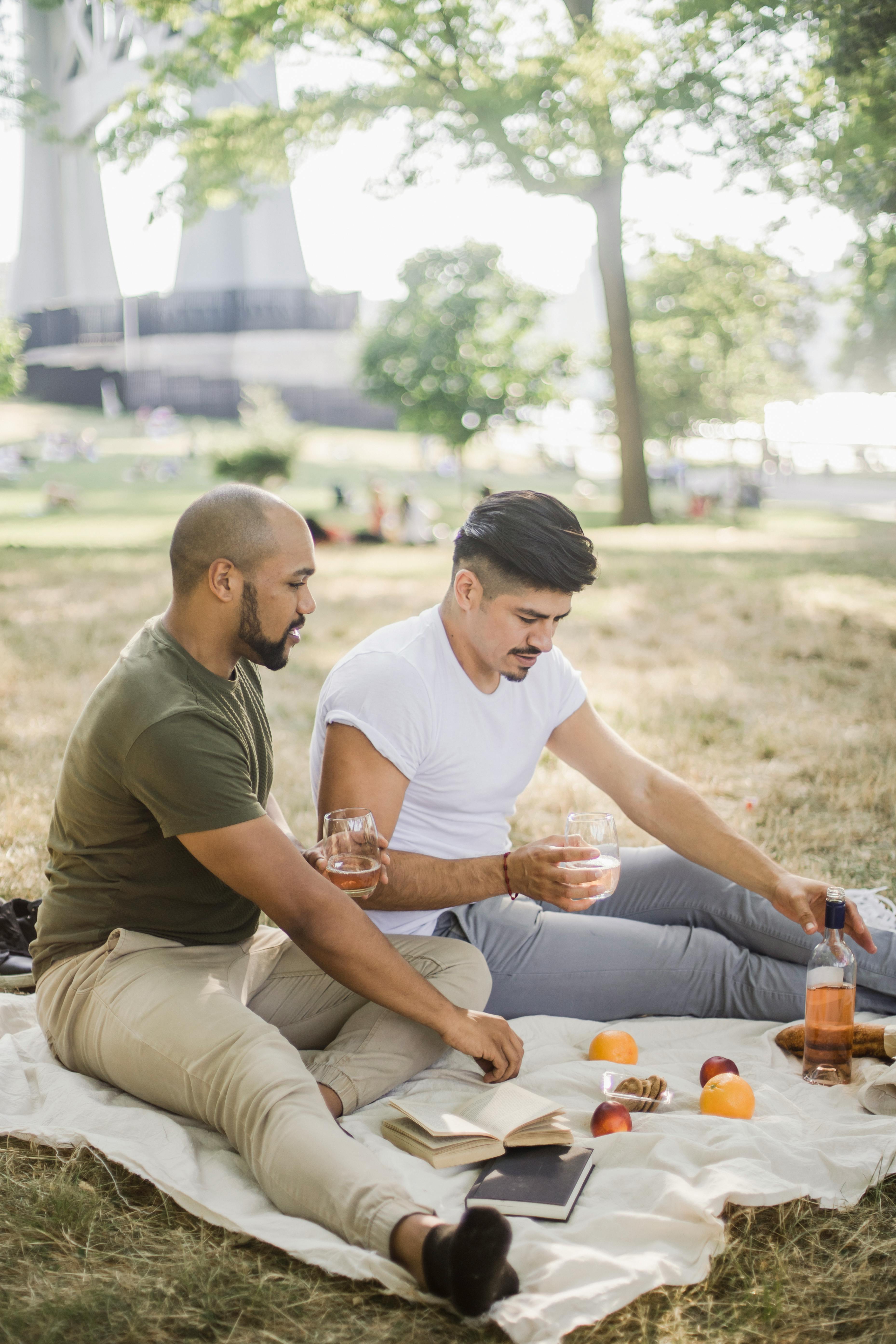 two men having a picnic