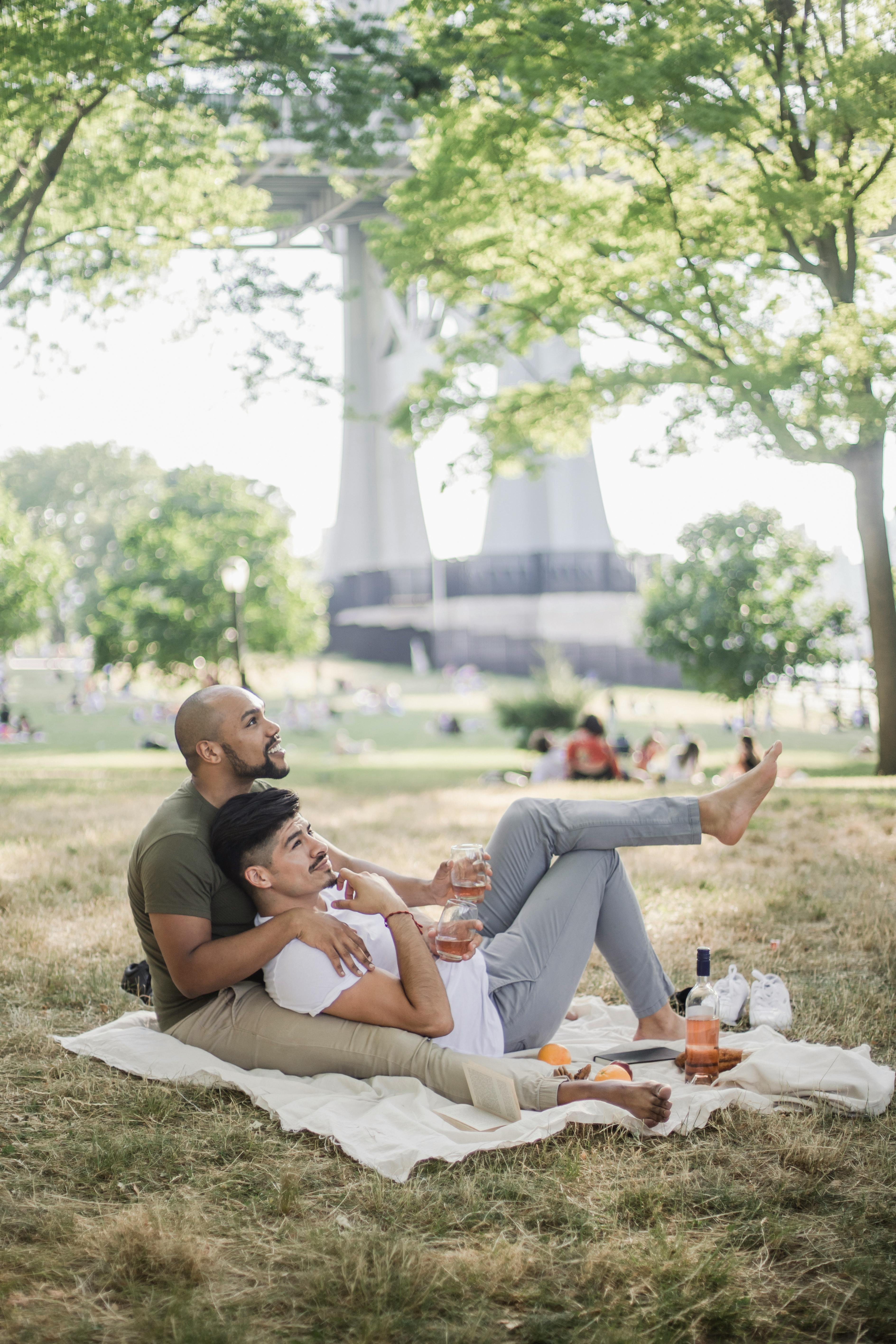 two men having a picnic