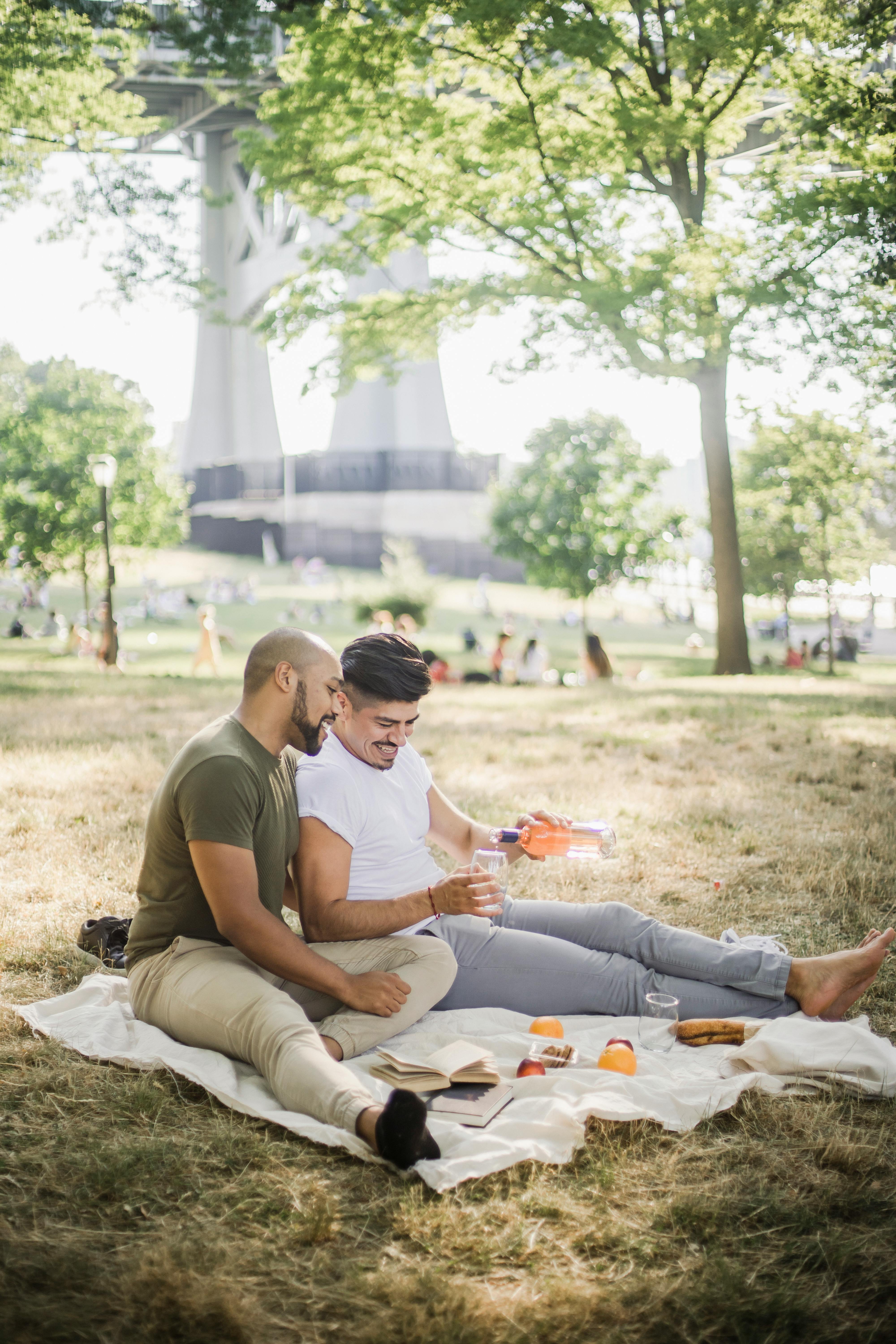 two men having a picnic