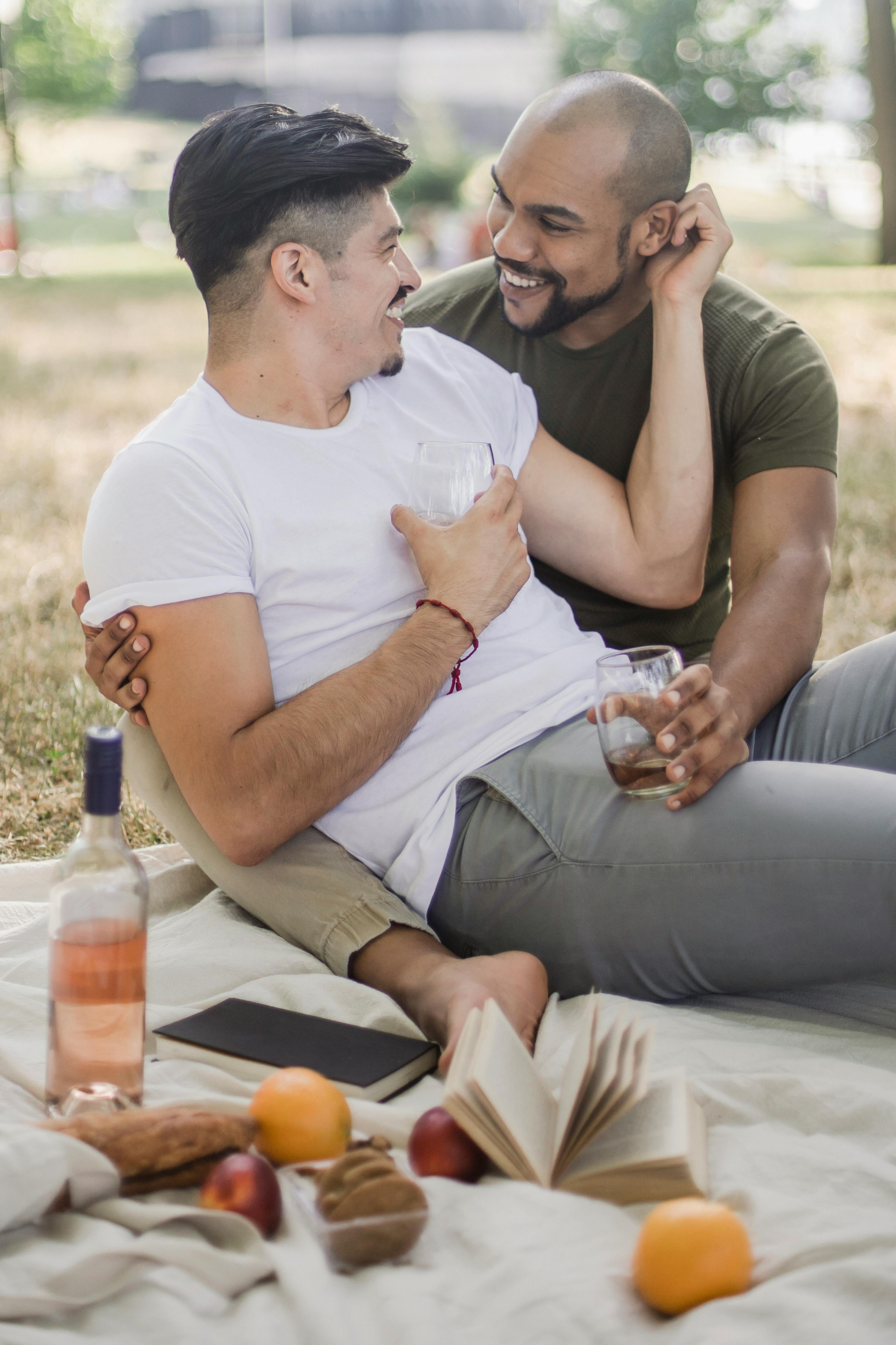 two men having a picnic