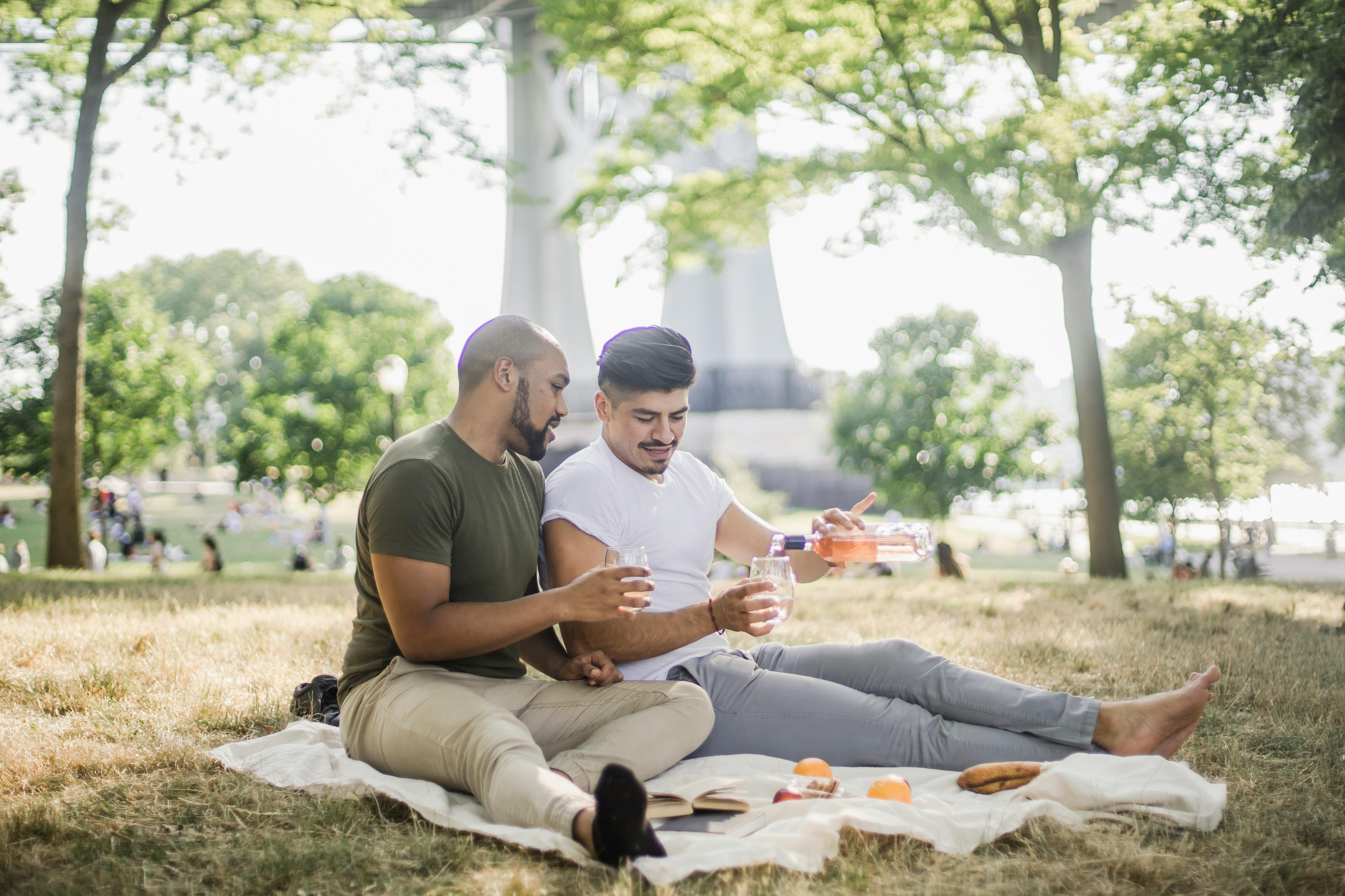 two men having a picnic