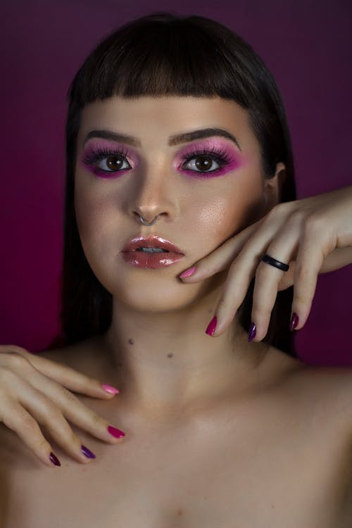 Shirtless Woman with Pink Eyeshadow 