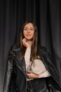 Woman in Black Leather Jacket