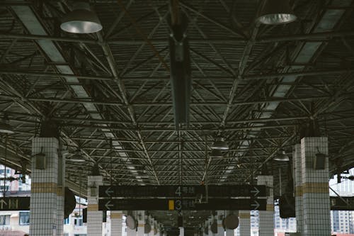 Free Train Station Steel Frame Ceiling Stock Photo