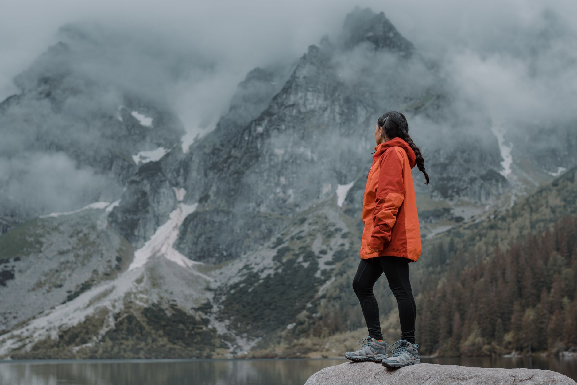 woman hiking mountain trail