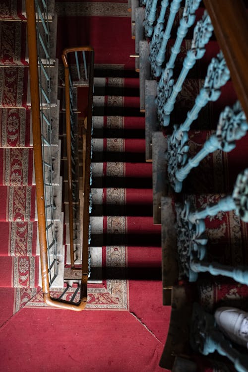 Brown and White Metal Staircase