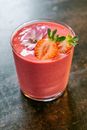 Strawberry Shake in Clear Drinking Glass