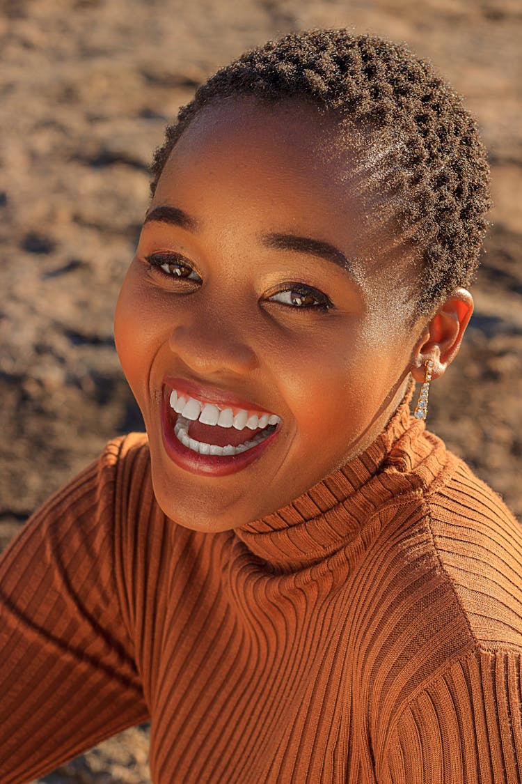 Woman Laughing In Close Up Photography