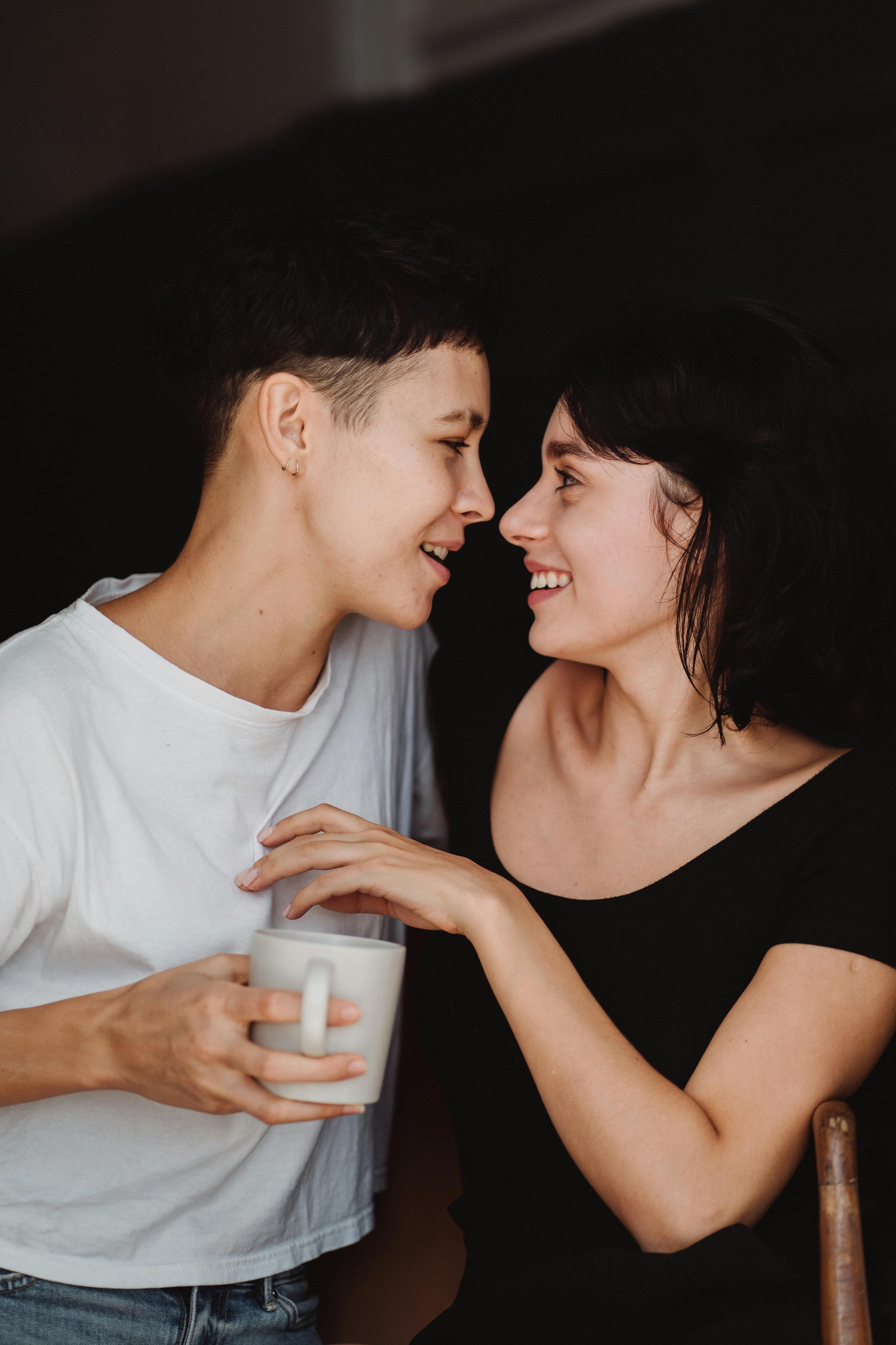 two women being affectionate