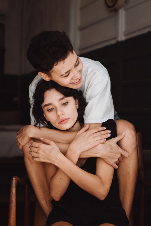 Free A loving couple embraced indoors, showcasing affection and intimacy. Stock Photo