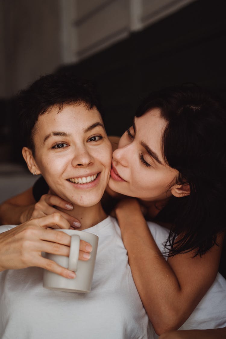 Kissing Couple With Glass 