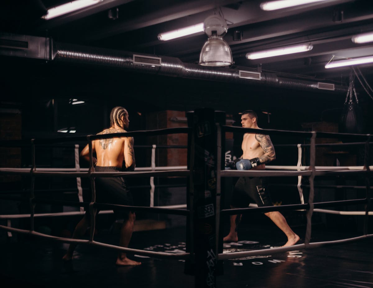 Close-up of a championship belt under arena lights