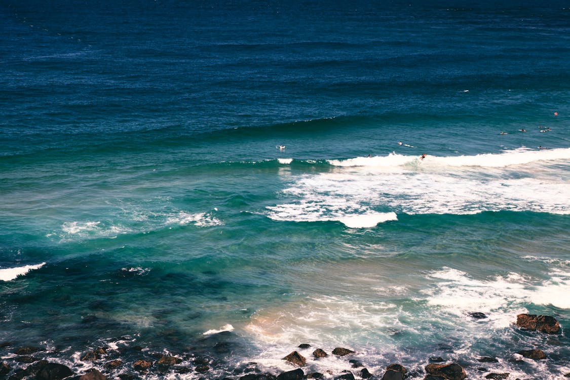 Ocean Waves Crashing on Rocks