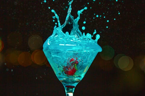 Clear Martini Glass With Blue Liquid