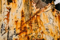 Rusty metal net of abandoned building