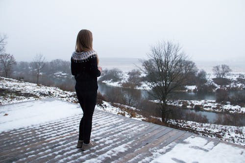 冬, 女性, 屋上の無料の写真素材