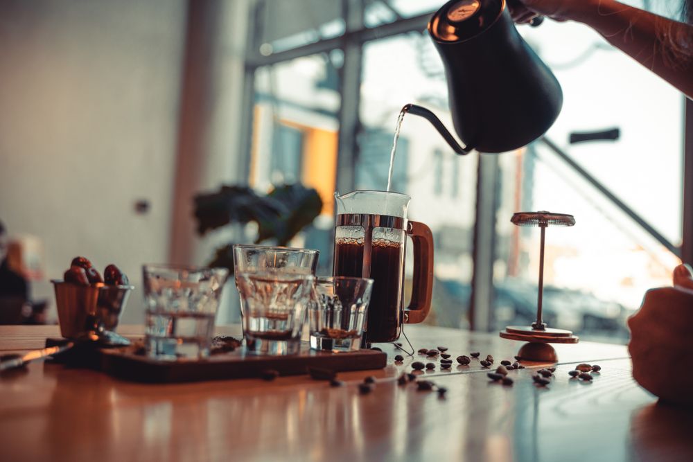 Hot water for French Press brewing
