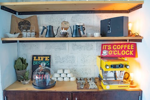 dekor, duvar, espresso makinesi içeren Ücretsiz stok fotoğraf