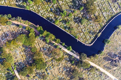 Бесплатное стоковое фото с Аэрофотосъемка, вид сверху, кладбище