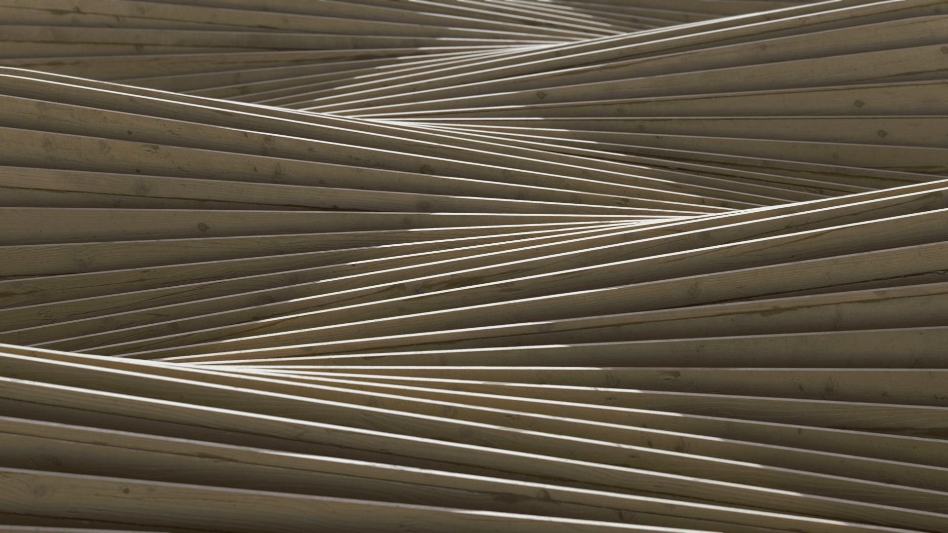 Abstract wooden beams creating striking geometric patterns in modern architecture.