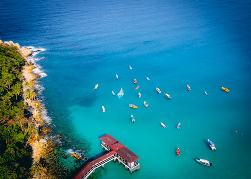 Gratis lagerfoto af både, droneoptagelse, hav