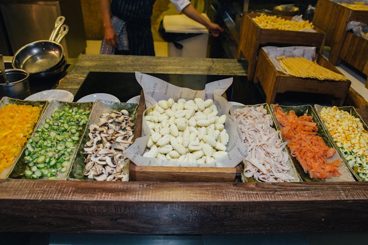 Assorted Ingredients On Trays